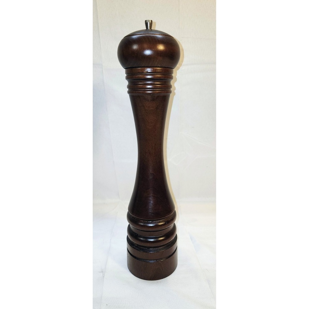 Vintage Marlux 16" Tall Brown Wood Pepper Mill Grinder France Restaurant Size
